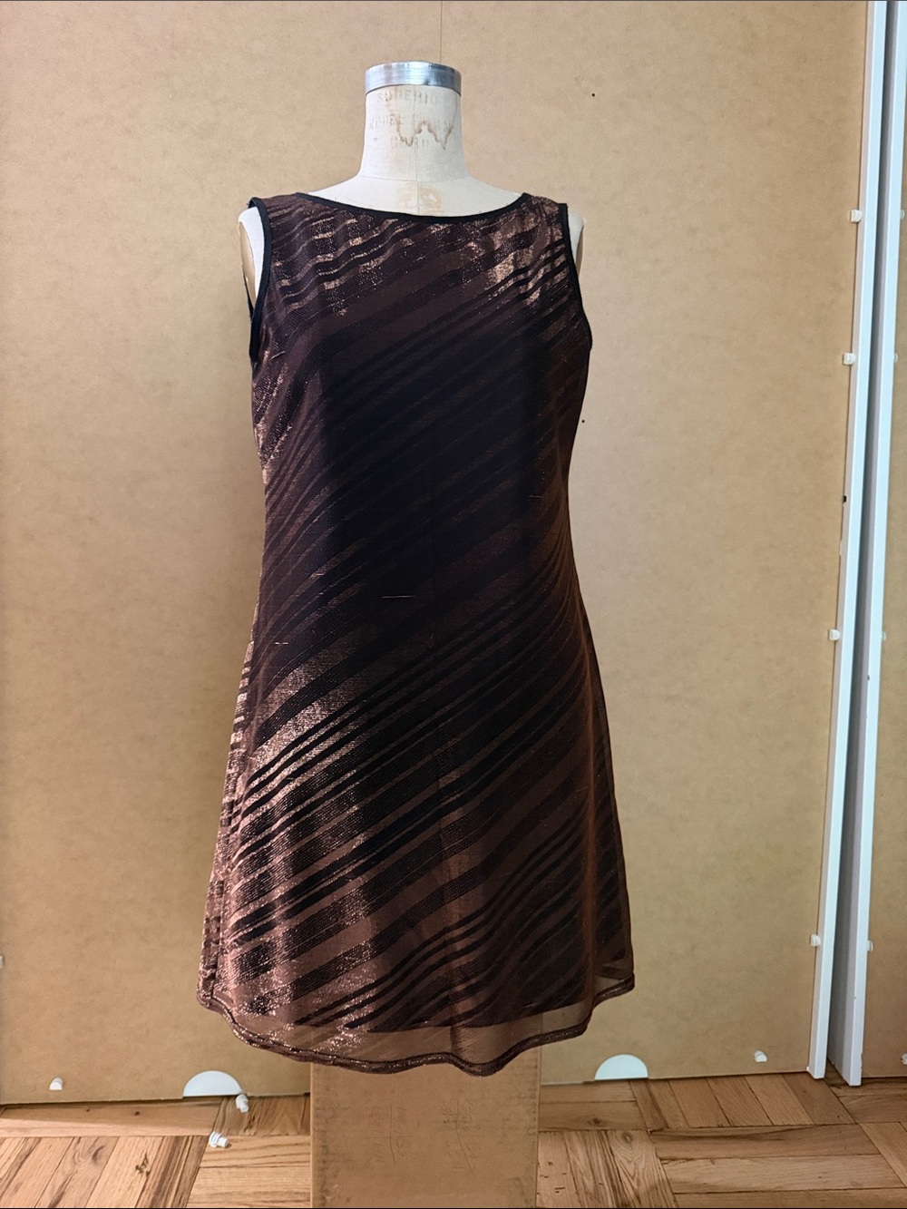 Metallic Brown Sleeveless Mini Dress